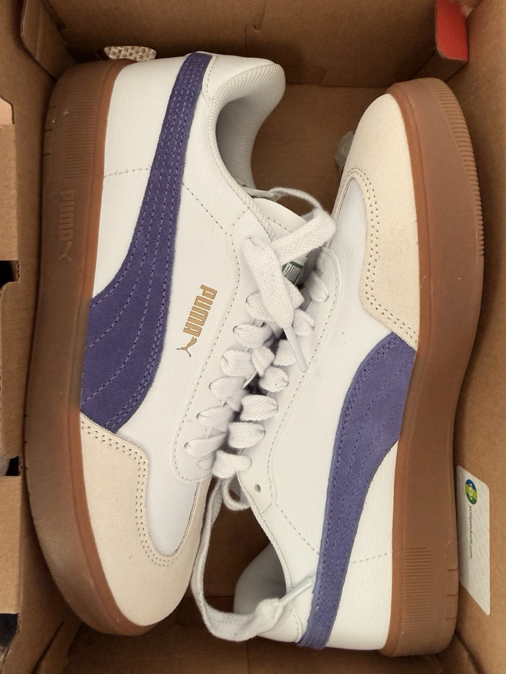 PUMA Carina Trainers UK 4.5 EU 37.5 White Purple Gum Sole BNIB Women’s