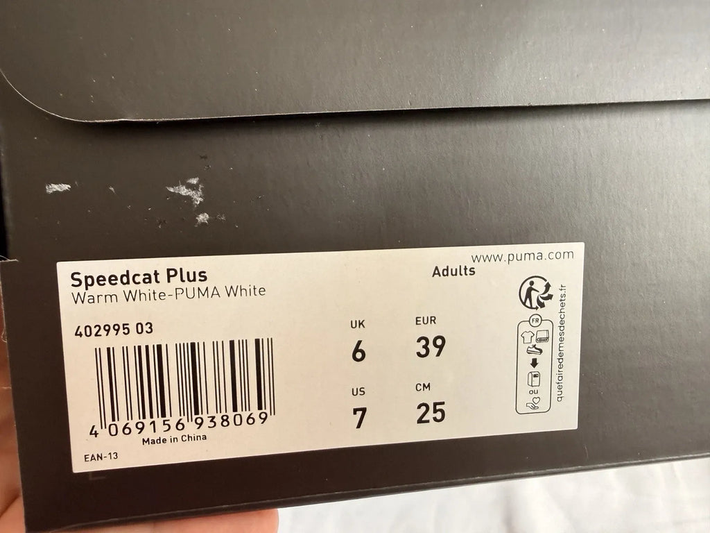 PUMA Speedcat Plus Trainers UK 6 EU 39 Warm White White BNIB 402995-03