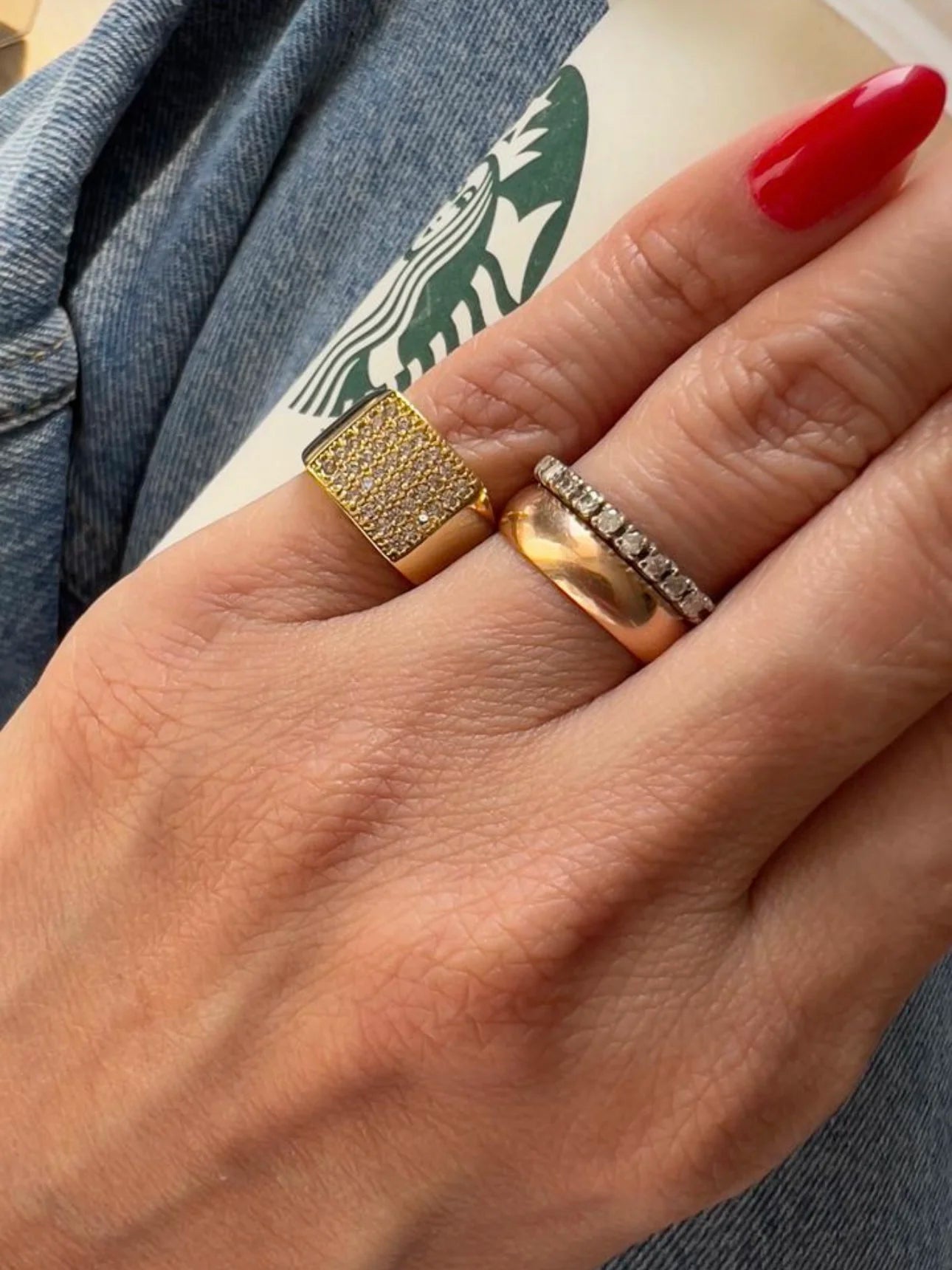 Crystal Square Pinky Ring | 18k Gold Plated