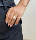 Gold Crystal X Ring