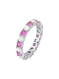 Rhodium-Plated Pink & Clear Duo Riviera Ring