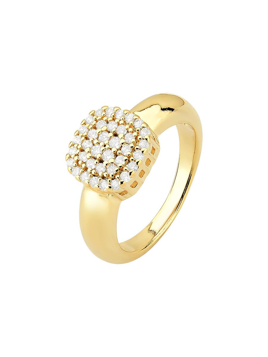 Gold-Plated Square Crystal Ring