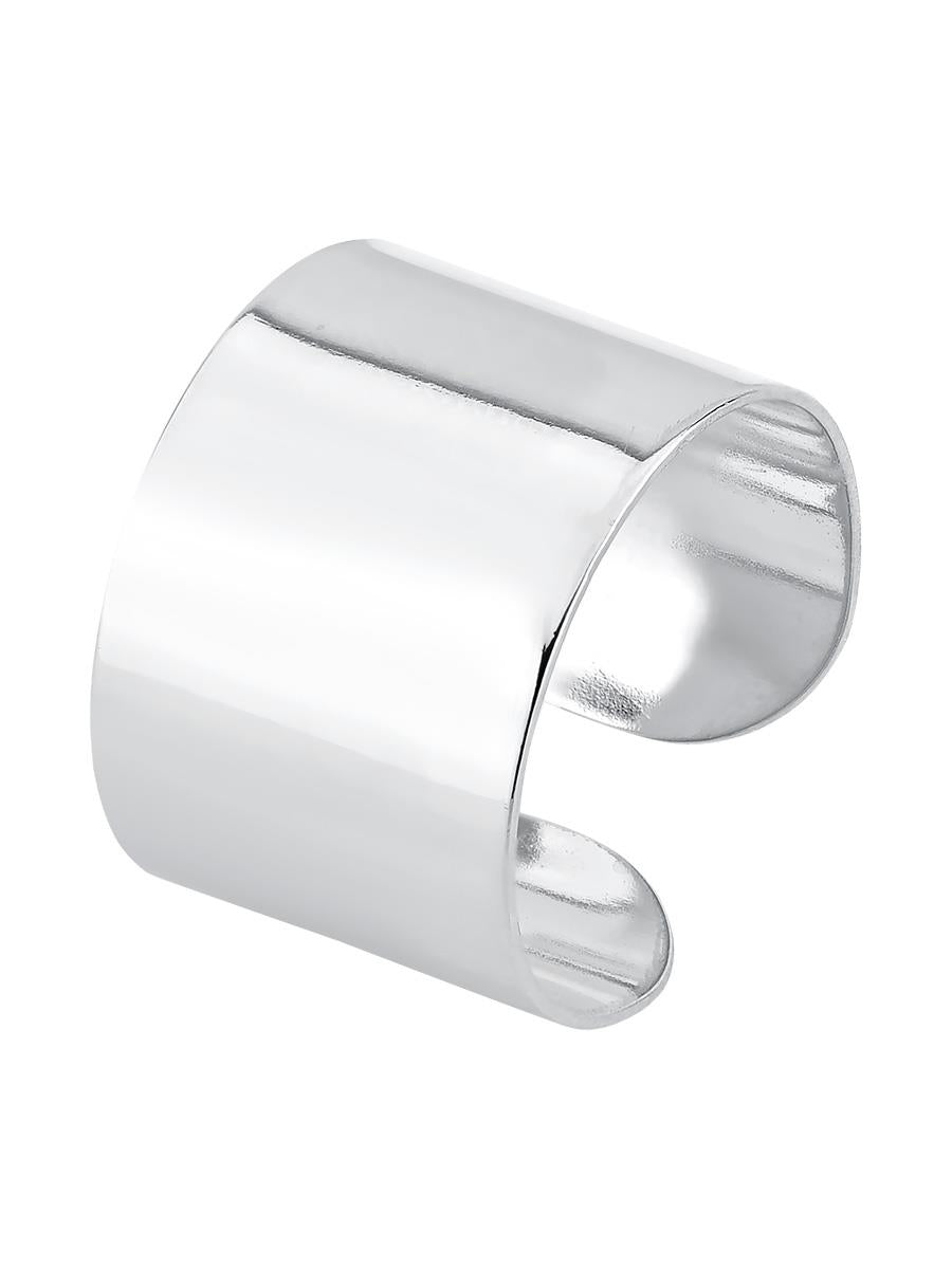 Rhodium-Plated Smooth Statement Ring