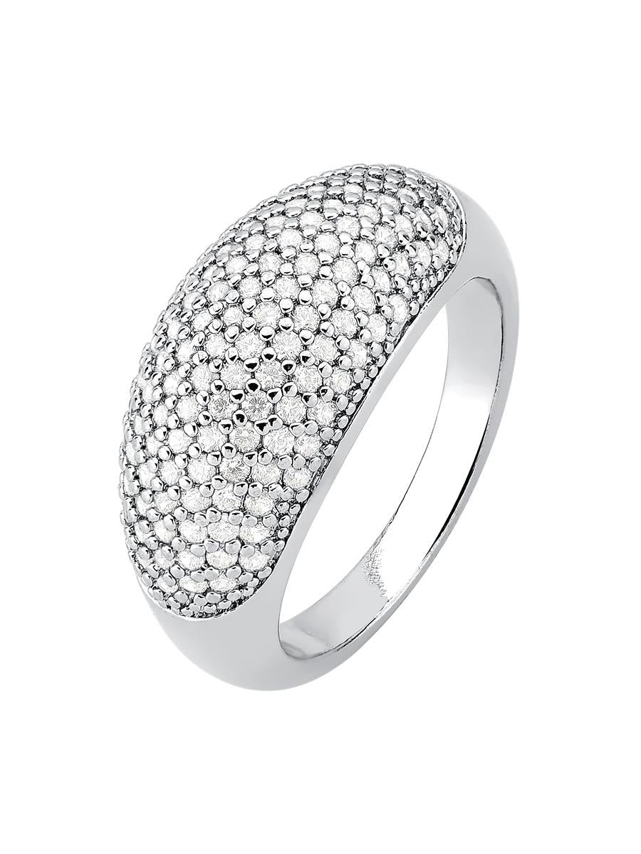 Rhodium-Plated Pav√© Ring