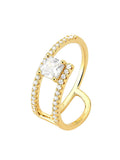 Gold-Plated Square Zirconia Centre Ring