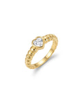 Gold-Plated Textured Heart Centre Ring