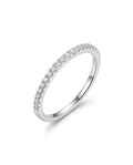 Rhodium-Plated Slim Crystal Stacking Ring