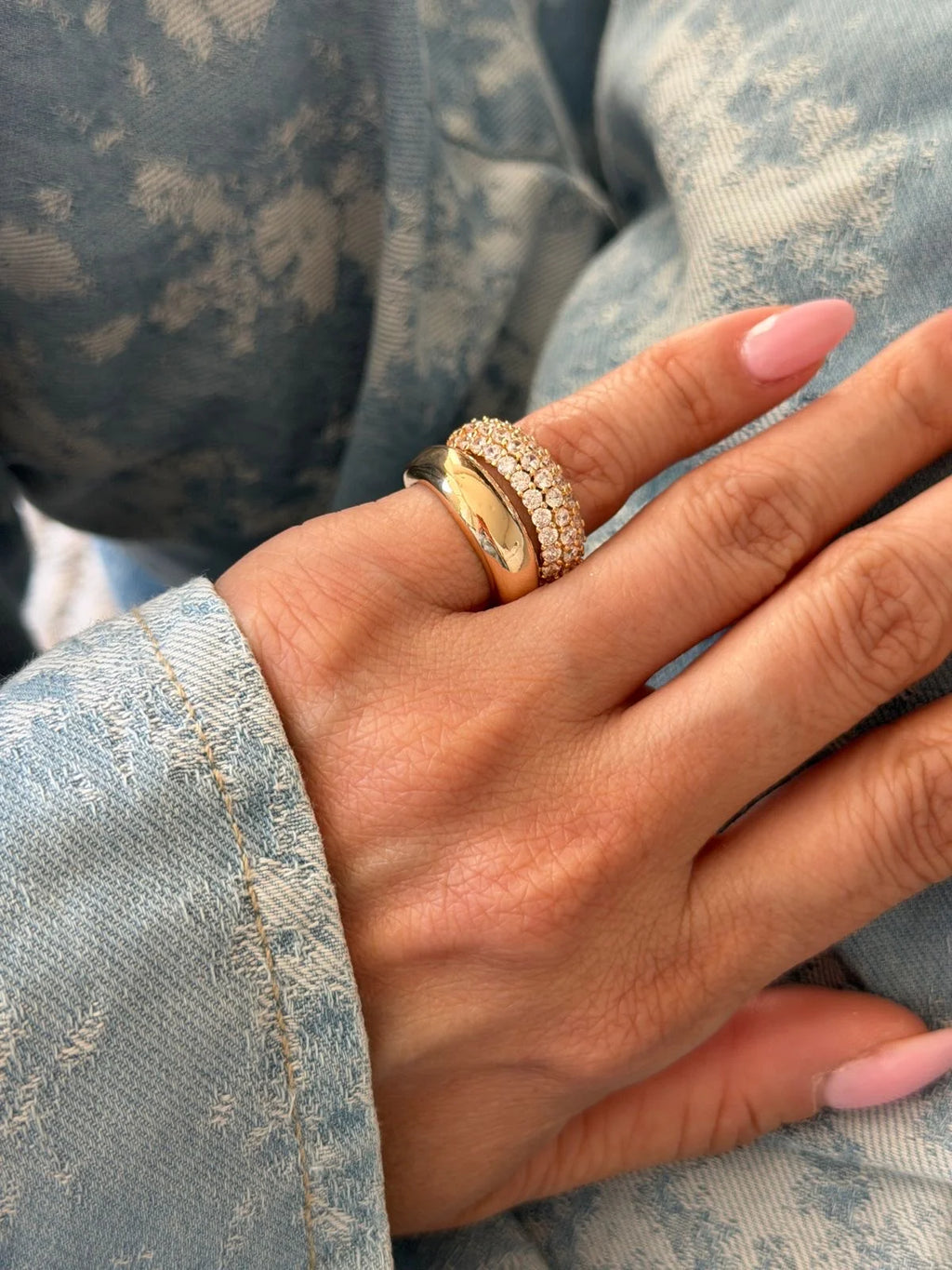 Crystal Detail Pinky Ring | 18k Gold Plated