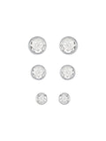 Sterling Silver Clear Round Stud Earring Trio