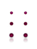 Sterling Silver Pink Solitaire Stud Earring Trio