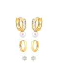 Pearl & Solitaire Hoop Earring Set