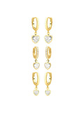 Heart Charm Hoop Earring Set
