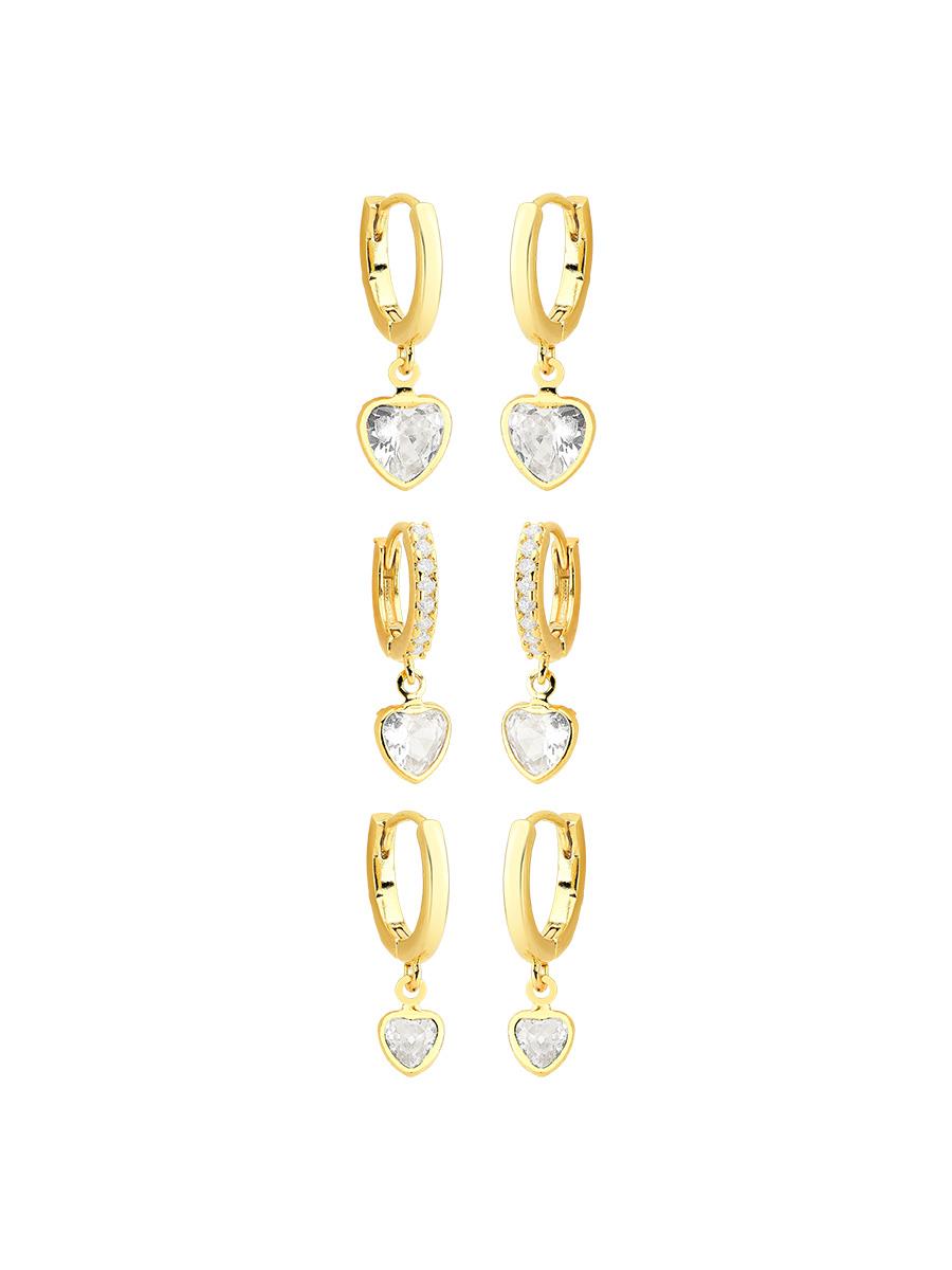 Heart Charm Hoop Earring Set