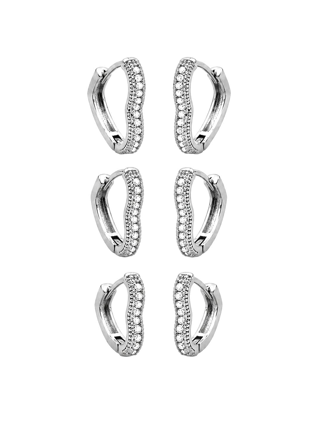 Crystal Heart Hoop Earring Trio