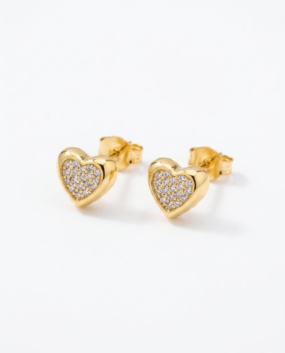 Crystal Heart Stud Earrings