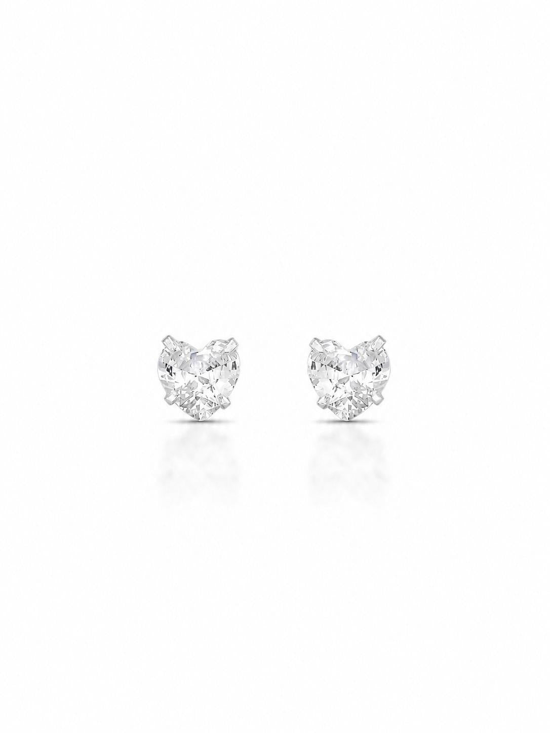 Sterling Silver Heart Solitaire Stud Earrings