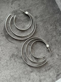 Triple Hoop Earrings | White Rhodium Plated
