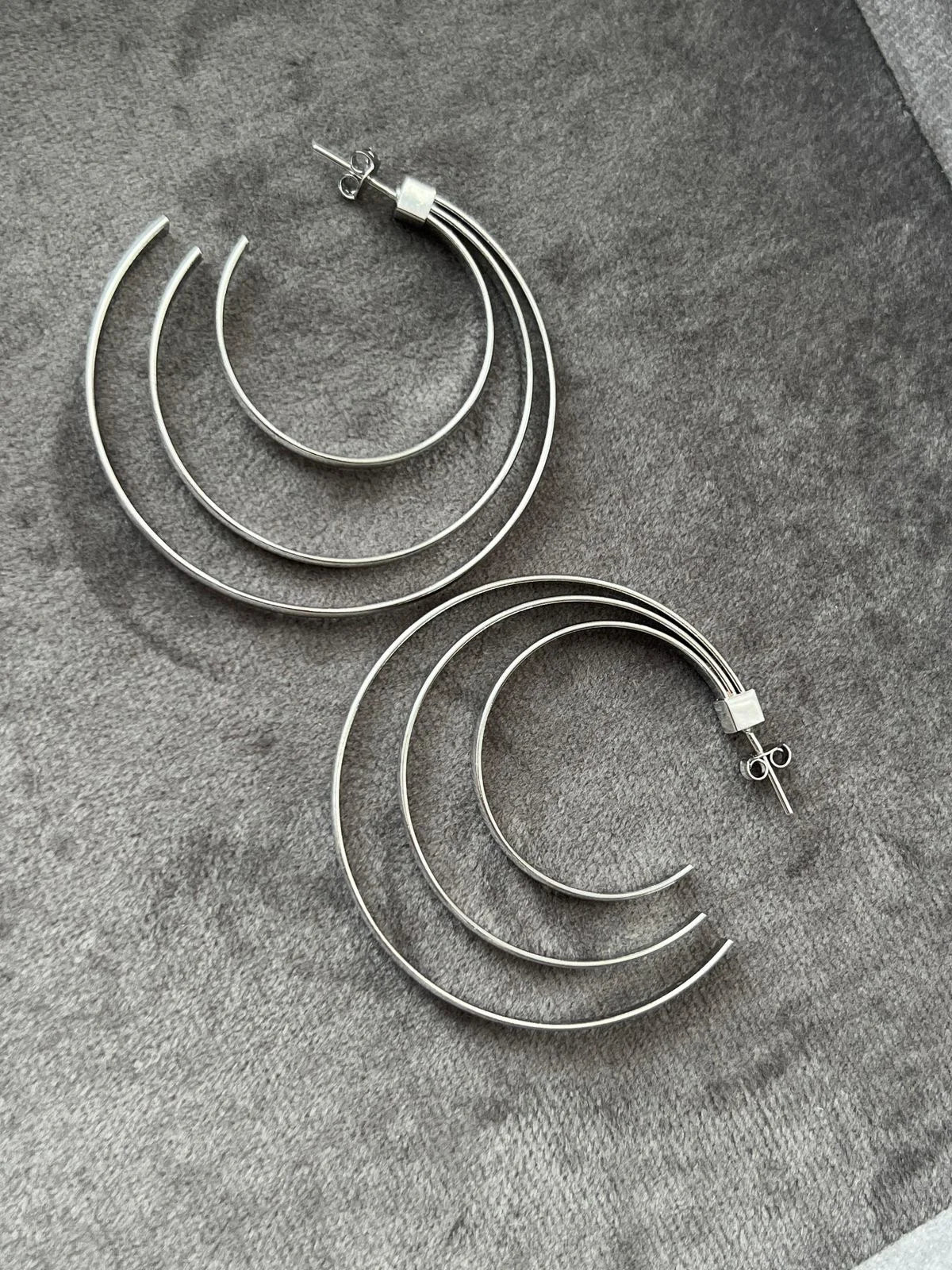 Triple Hoop Earrings | White Rhodium Plated