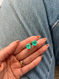 Emerald Heart Fusion Earrings | White Rhodium Plated