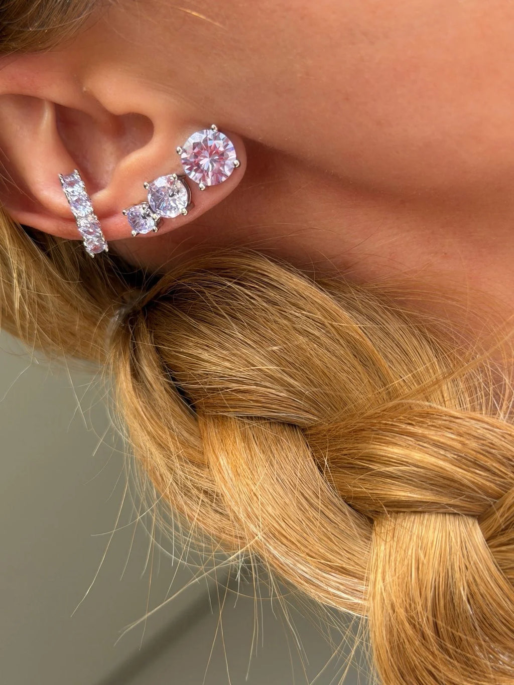 Lilac Solitaire Stud Trio | White Rhodium Plated