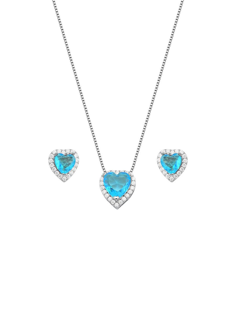 Blue Heart Crystal Jewellery Set