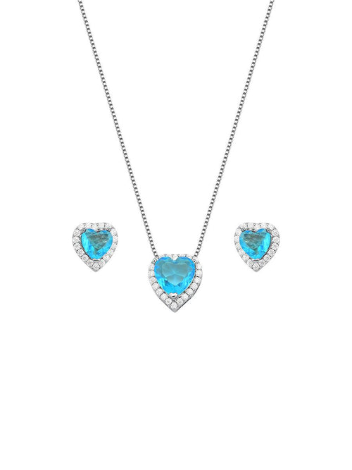 Blue Heart Crystal Jewellery Set
