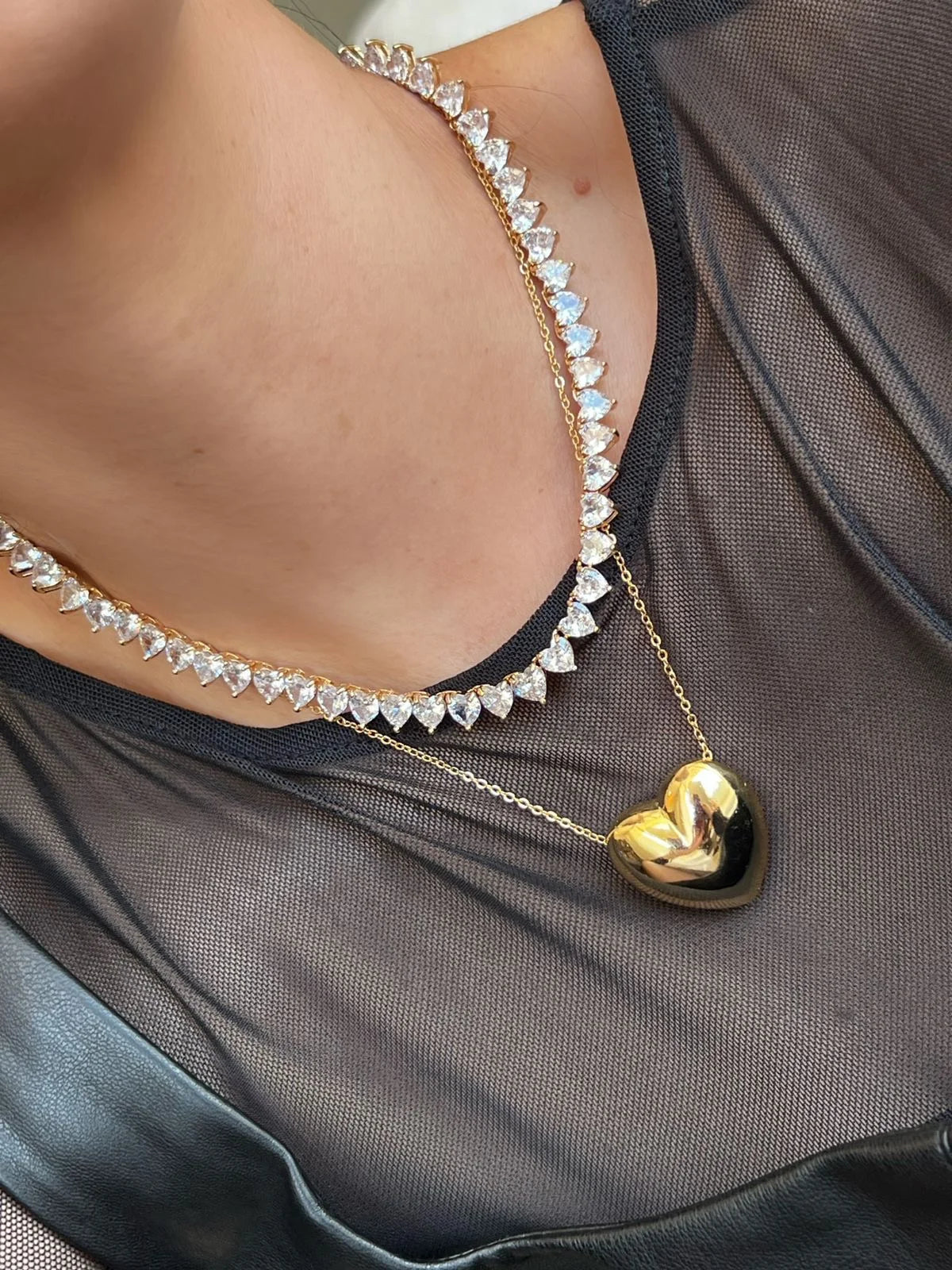 Colar Coração M Liso em Banho de Ouro | 18k Gold Plated