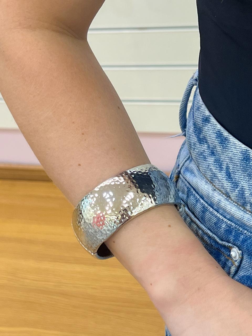 Textured Silver Cuff Bracelet